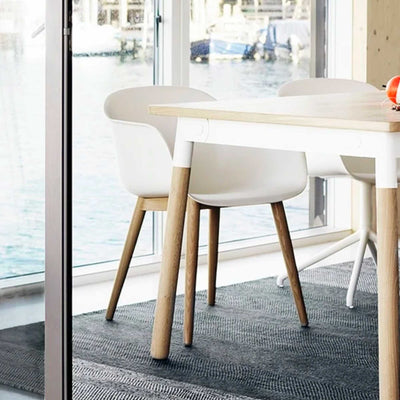 Muuto Fiber Wood Base armchair, natural white/oak