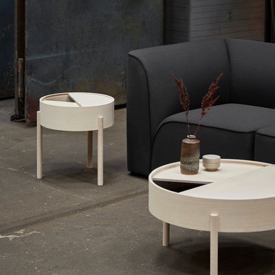 Woud Arc side table Ø42, white pigmented ash