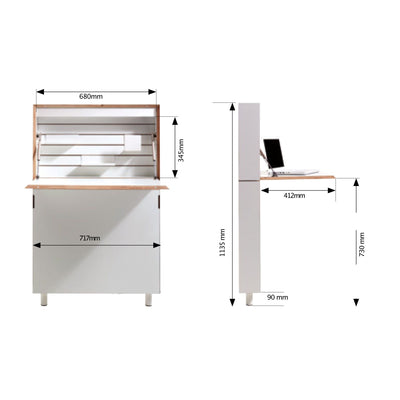 Mueller Flatmate Wall Desk, Oak (build-in led + 1 socket + 2 usb-port)
