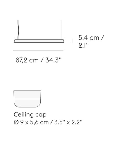 Muuto Linear pendant lamp, grey (87.2 cm)