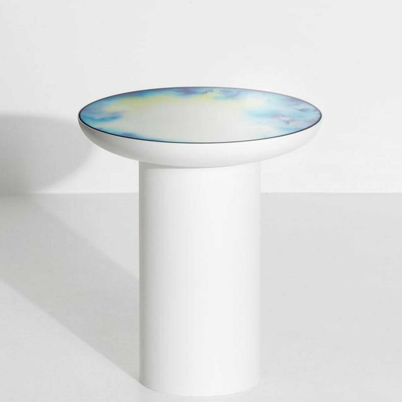 Petite Friture Francis mirror side table(Ø40xh45cm), white/blue yellow