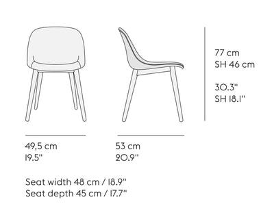 Muuto Fiber side chair wood base, natural white/oak