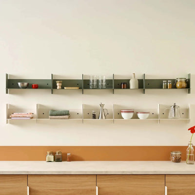 Tiptoe Pli steel wall shelf, eucalyptus grey