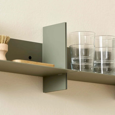 Tiptoe Pli steel wall shelf, eucalyptus grey