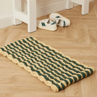 Hay Coco doormat, stripe wave dark green/white