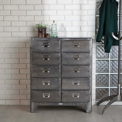 Dulton 2 Columns by 5 Drawers cabinet, raw