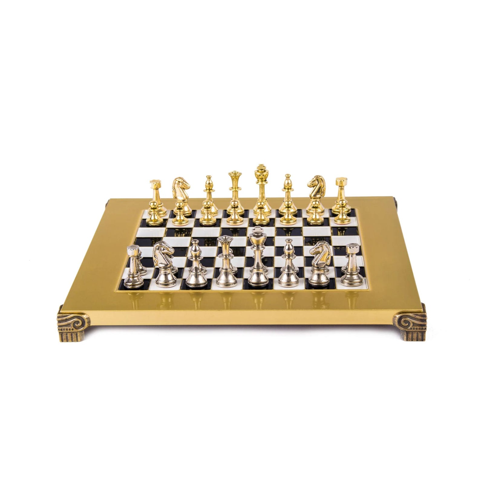 Manopoulos Classic Metal Staunton chess set small, gold