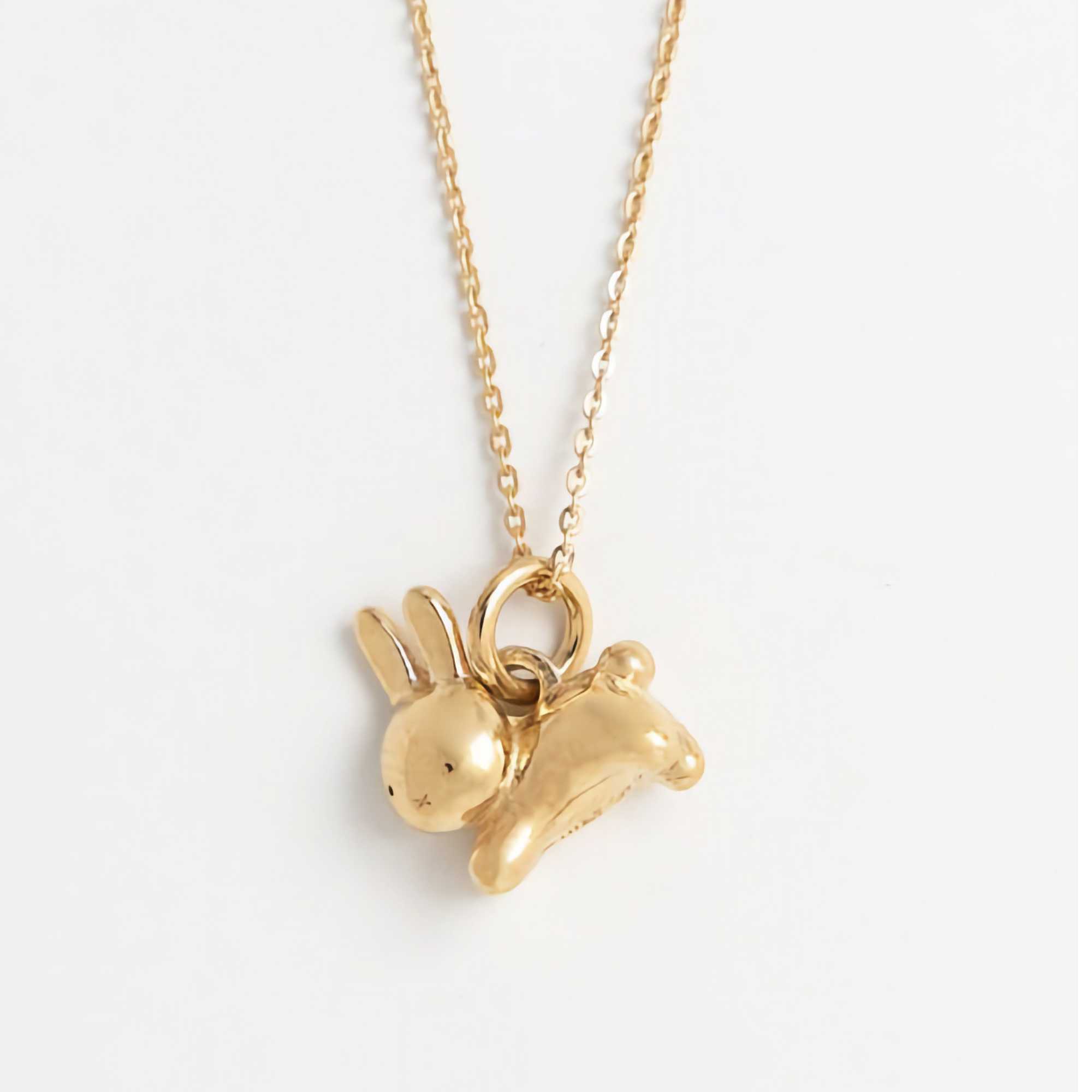 Miffy Leaping Rabbit Charm Necklace, Gold Vermeil