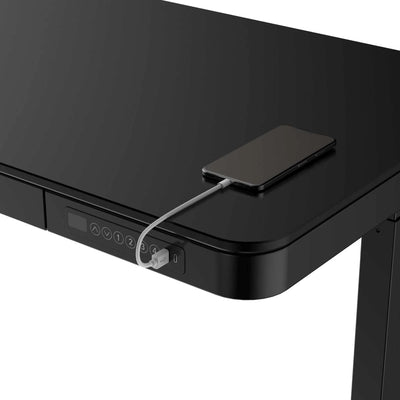 refurbished | FlexiSpot Liftek electric height adjustable desk 120x60 + Hag Capisco 8106 Leather, cognac/black