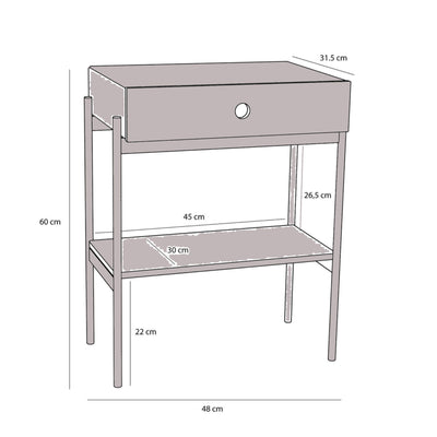 Hubsch Noir bedside table, black