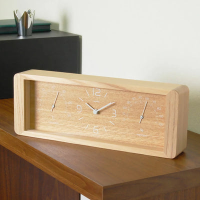 Lemnos Yokan table clock, natural