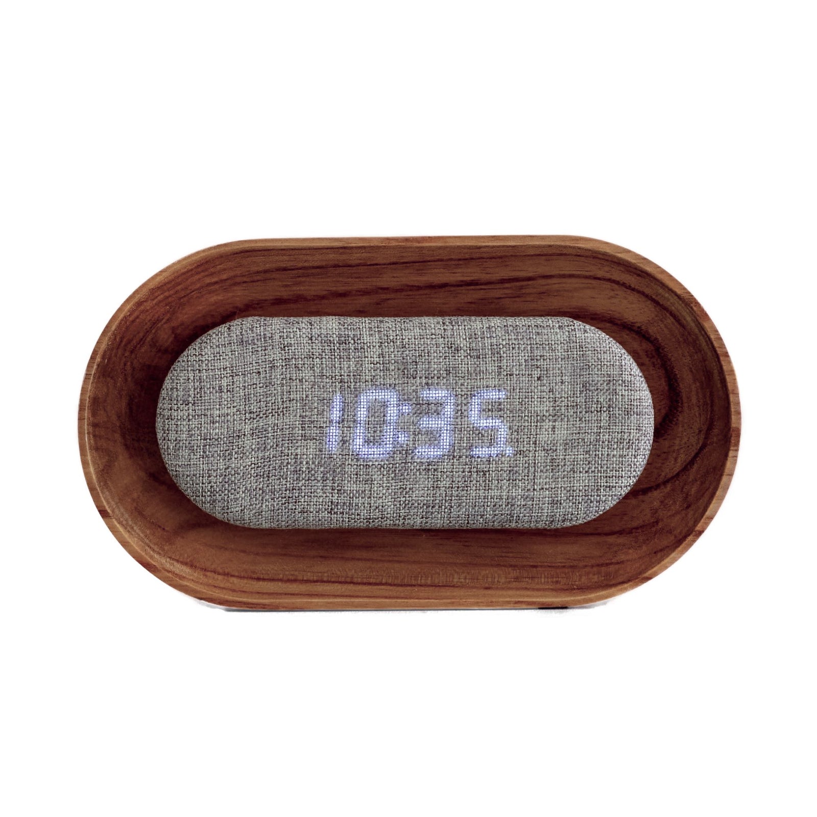 Gingko Lumos clock, walnut