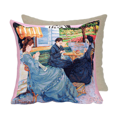 Jules Pansu Jacquard Cushion, Portraits à la campagne