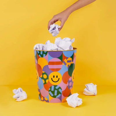 Balvi Los Pepes Smileys Yellow waste basket