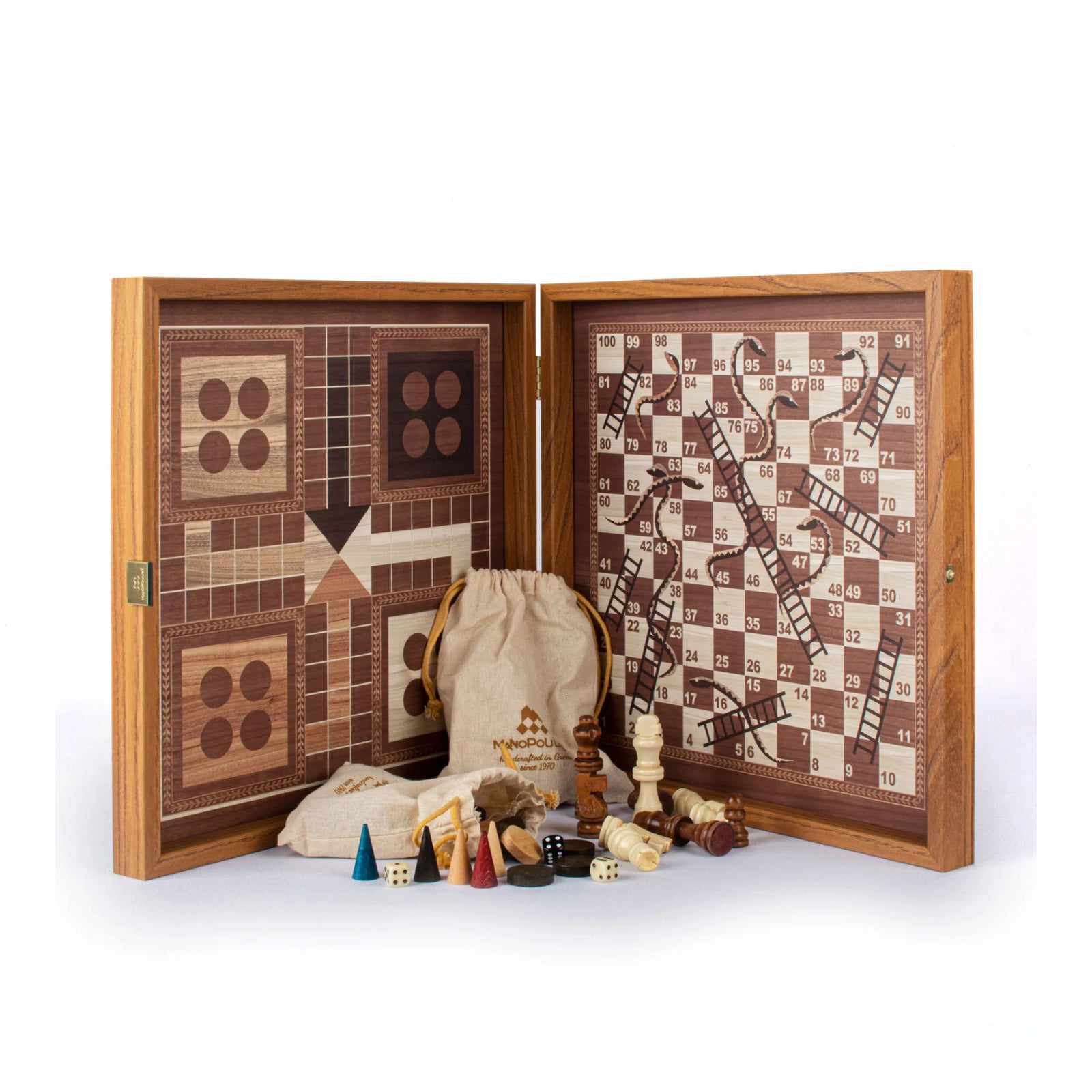 Manopoulos 4in1 combo game (chess/backgammon/ludo/snakes), classic