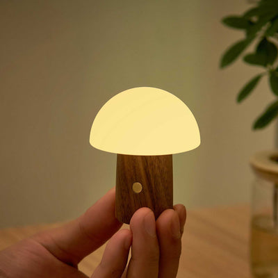 Gingko Alice Mushroom Lamp Super Mini , Walnut