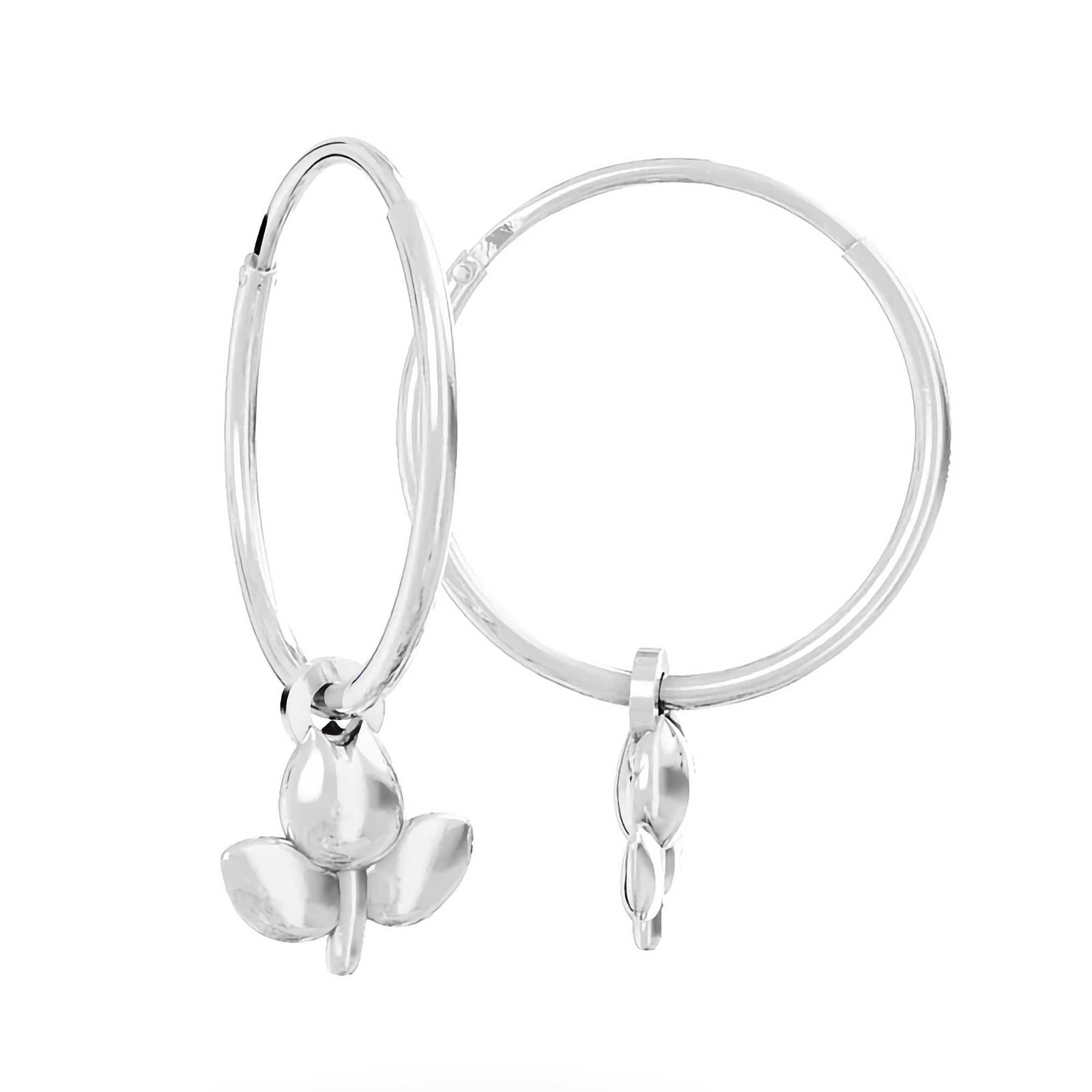 Miffy Tulip Flower Hoop Earrings, 925 Sterling Silver