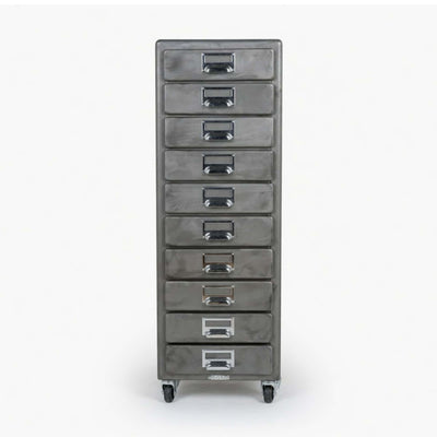 Dulton 10 Drawers Chest on Wheels, raw