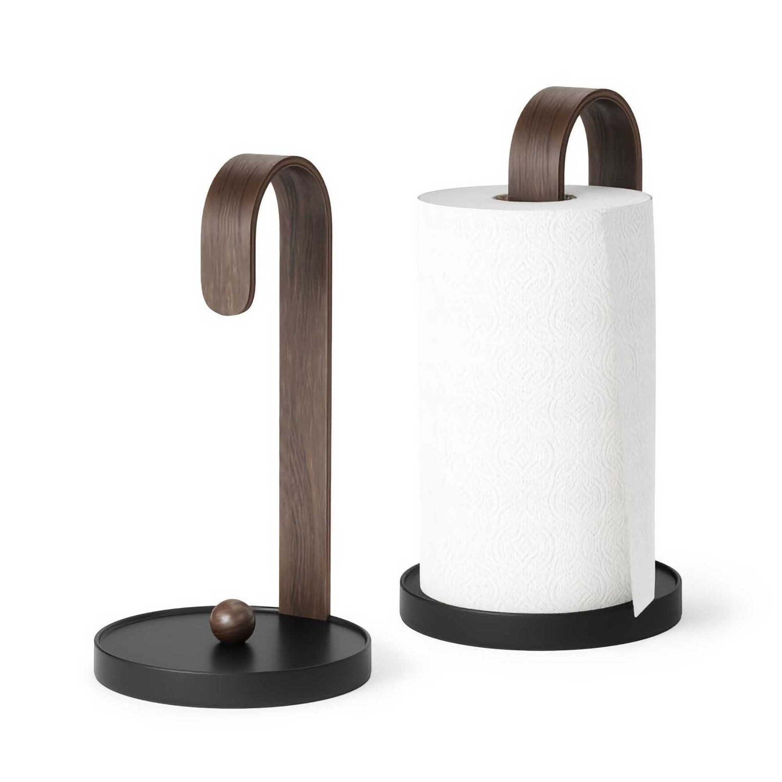 Umbra Bellwood paper towel holder, Black/Walnut