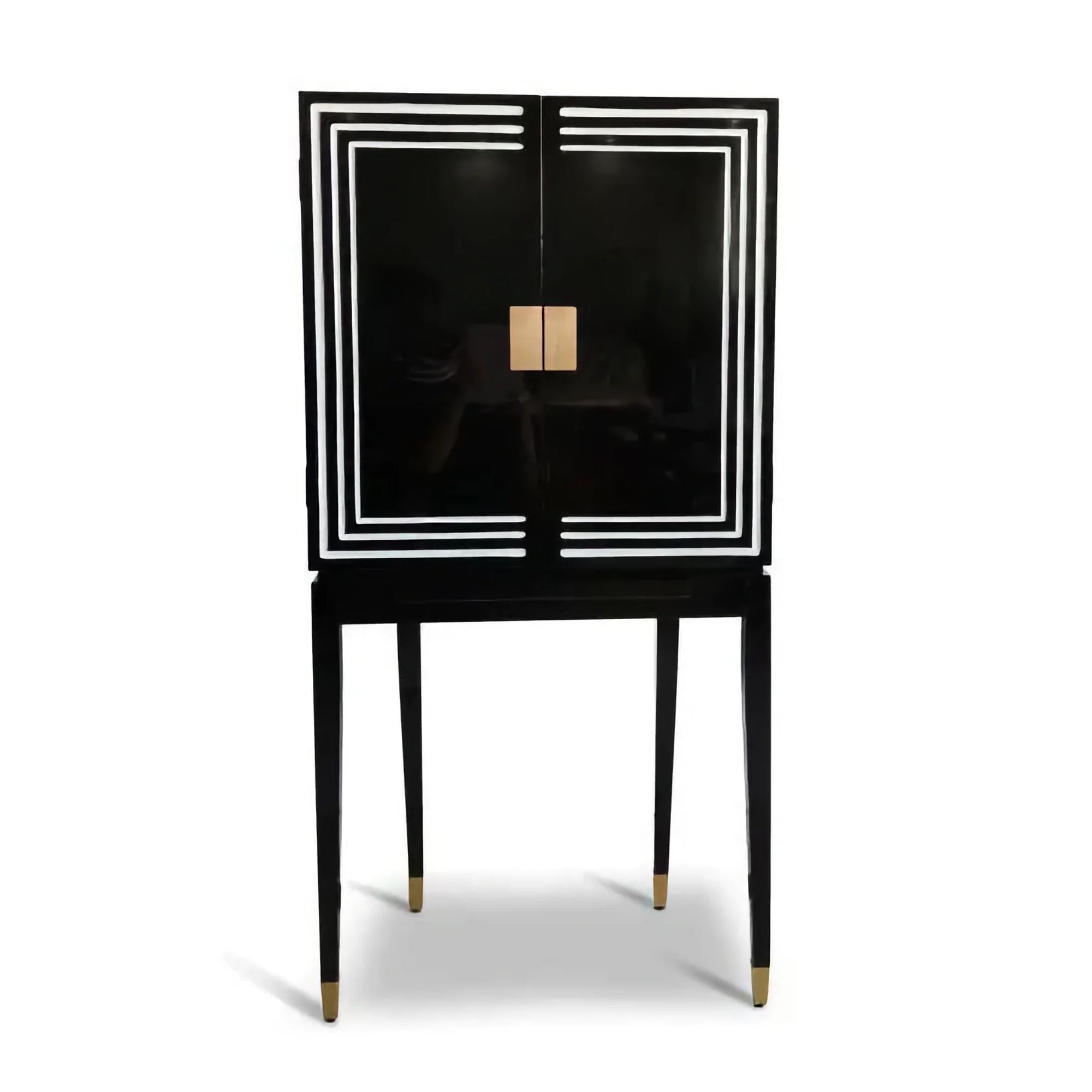Authentic Models Art Deco liqour cabinet, black/white