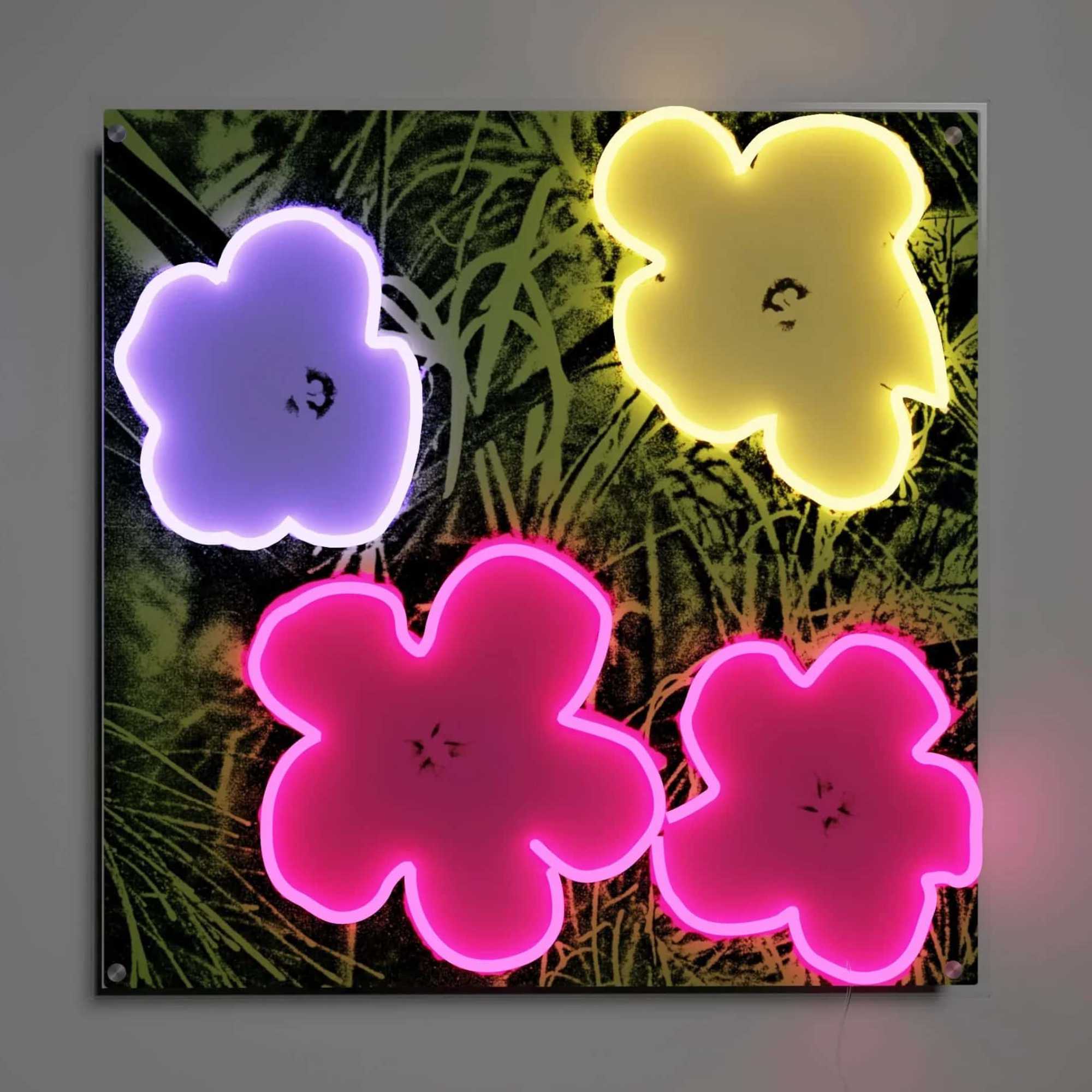 Andy Warhol  Yellowpop Flowers Neon LED Wall Mounted Sign