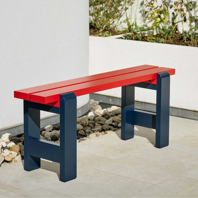 HAY Weekday bench, wine red/steel blue