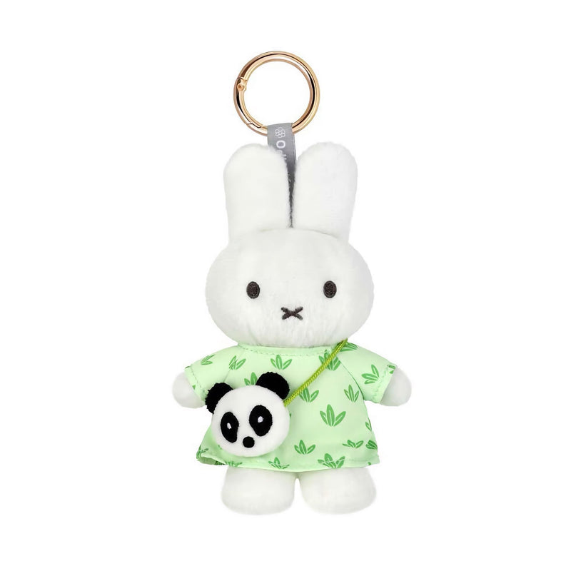 VIPO Miffy plush keychain, green dress with panda bag
