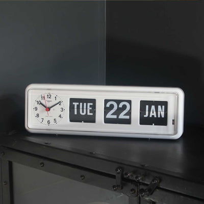 Twemco BQ-38 Perpetual Calendar Flip Clock, White