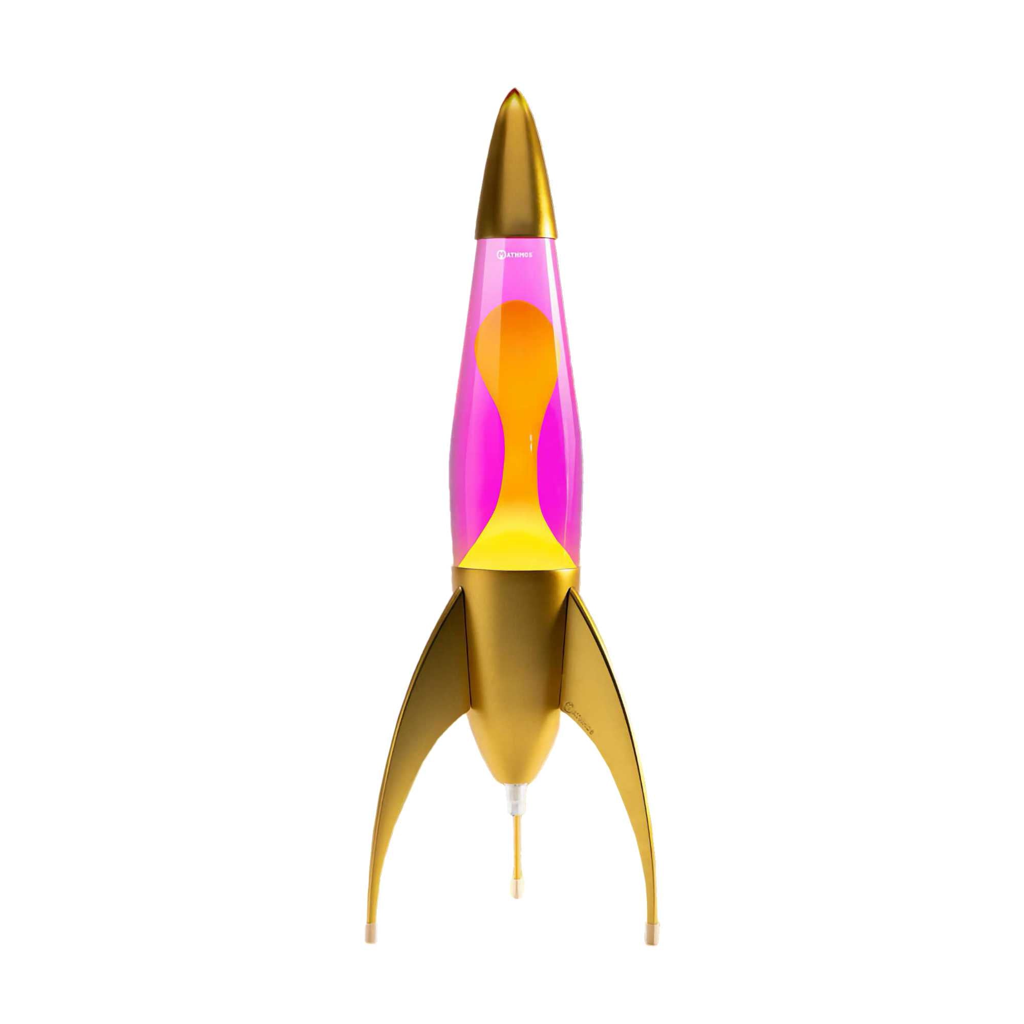 Mathmos Telstar Gold Rocket lava lamp, Pink/Yellow Lava