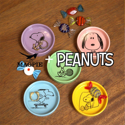 Peanuts x Magpie Snoopy enamel pin, skateboard