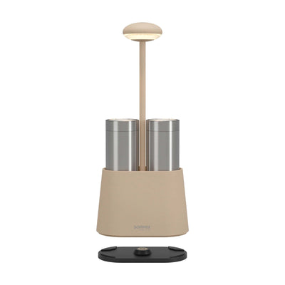 Sompex Heureca rechargeable table lamp with salt&pepper shaker set, sand