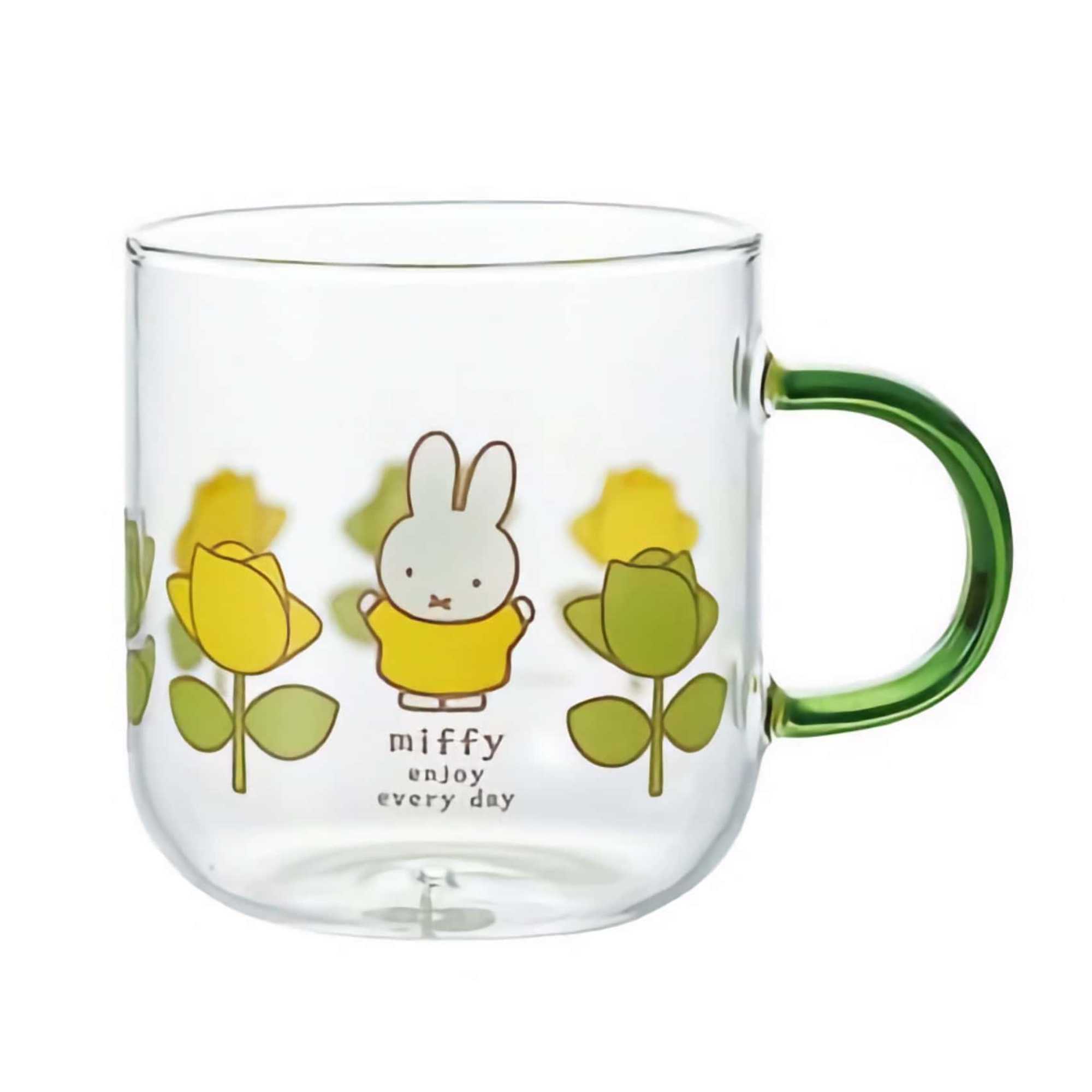 Miffy Color Handle heat-resistant glass mug, green