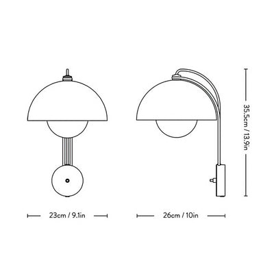 &Tradition VP8 Flowerpot Wall Lamp, Matt Light Grey