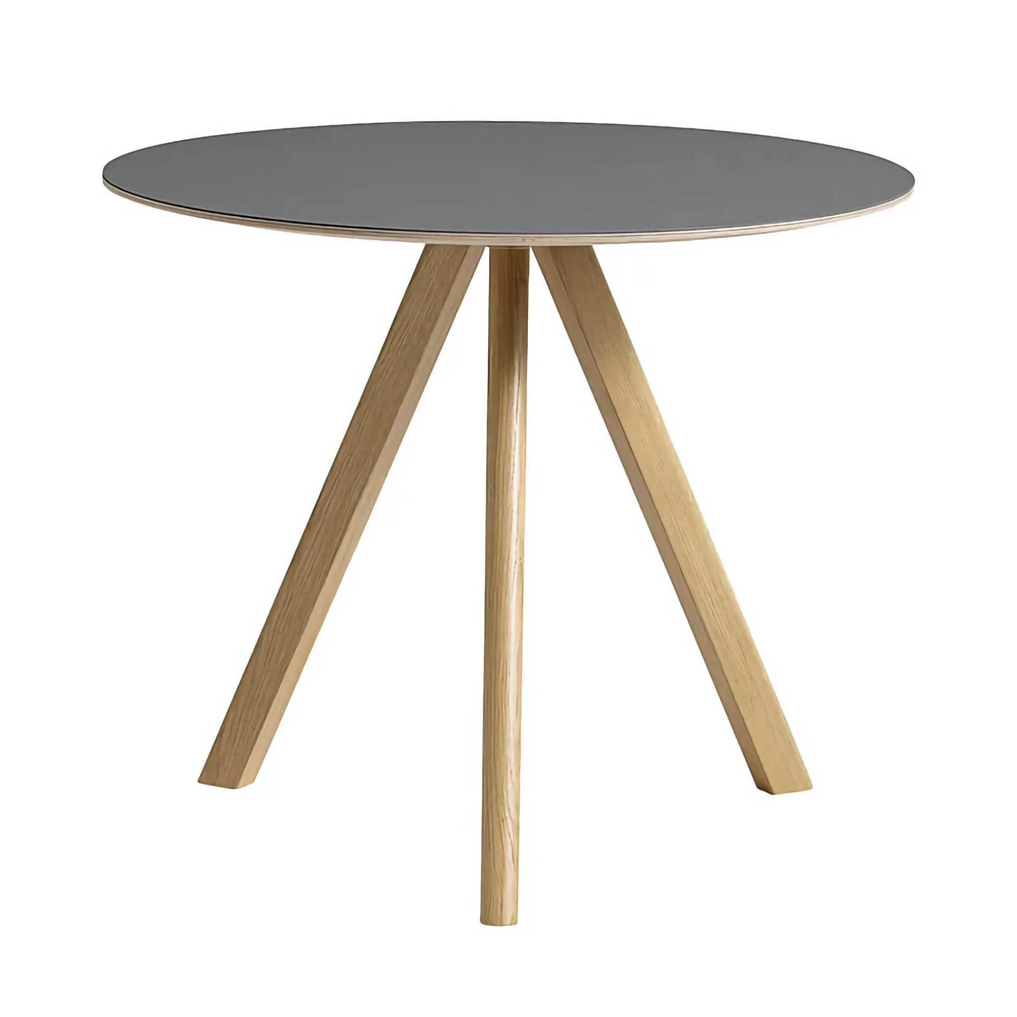 HAY CPH20 2.0 Table Ø90, Lacquered Oak/Grey Linoleum