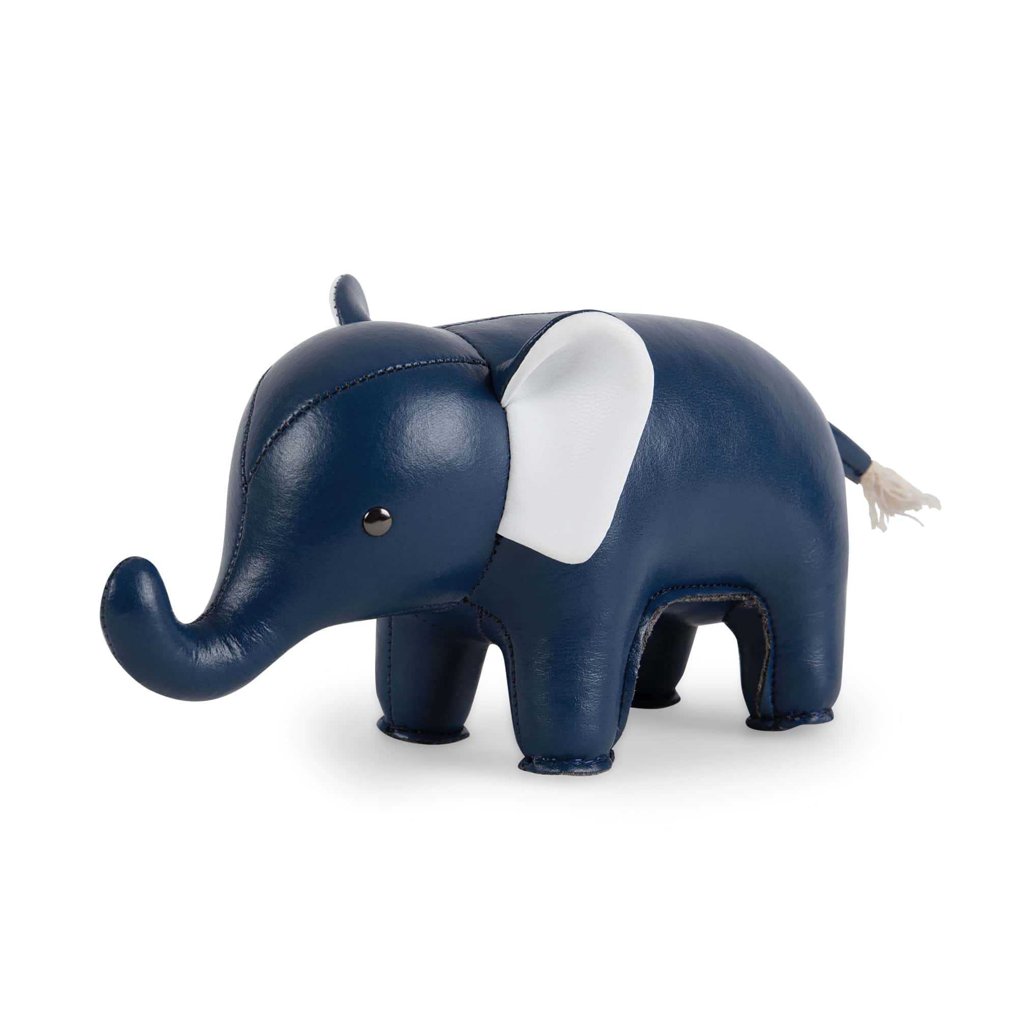 Zuny Paperweight Elephant , Midnight Blue/White