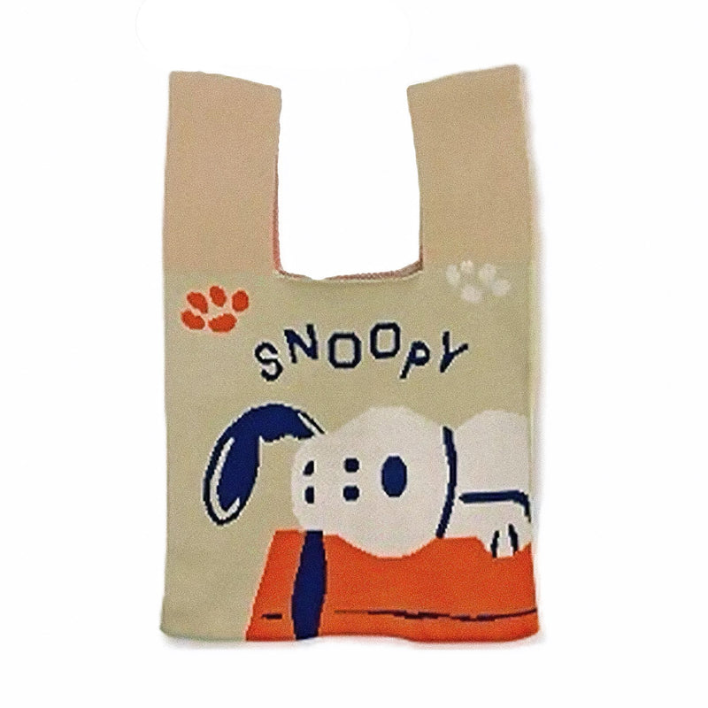 Snoopy Knit tote bag, beige
