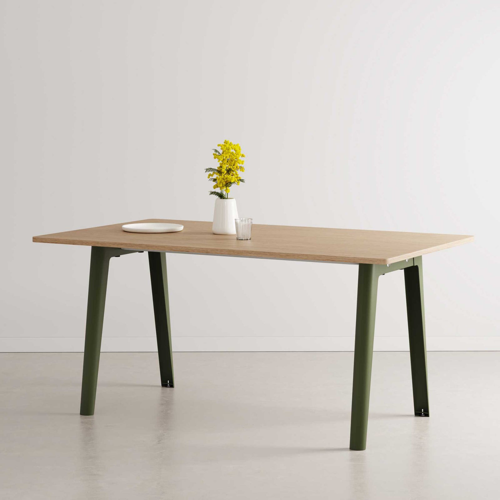 Tiptoe New Modern dining table, oak/rosemary green