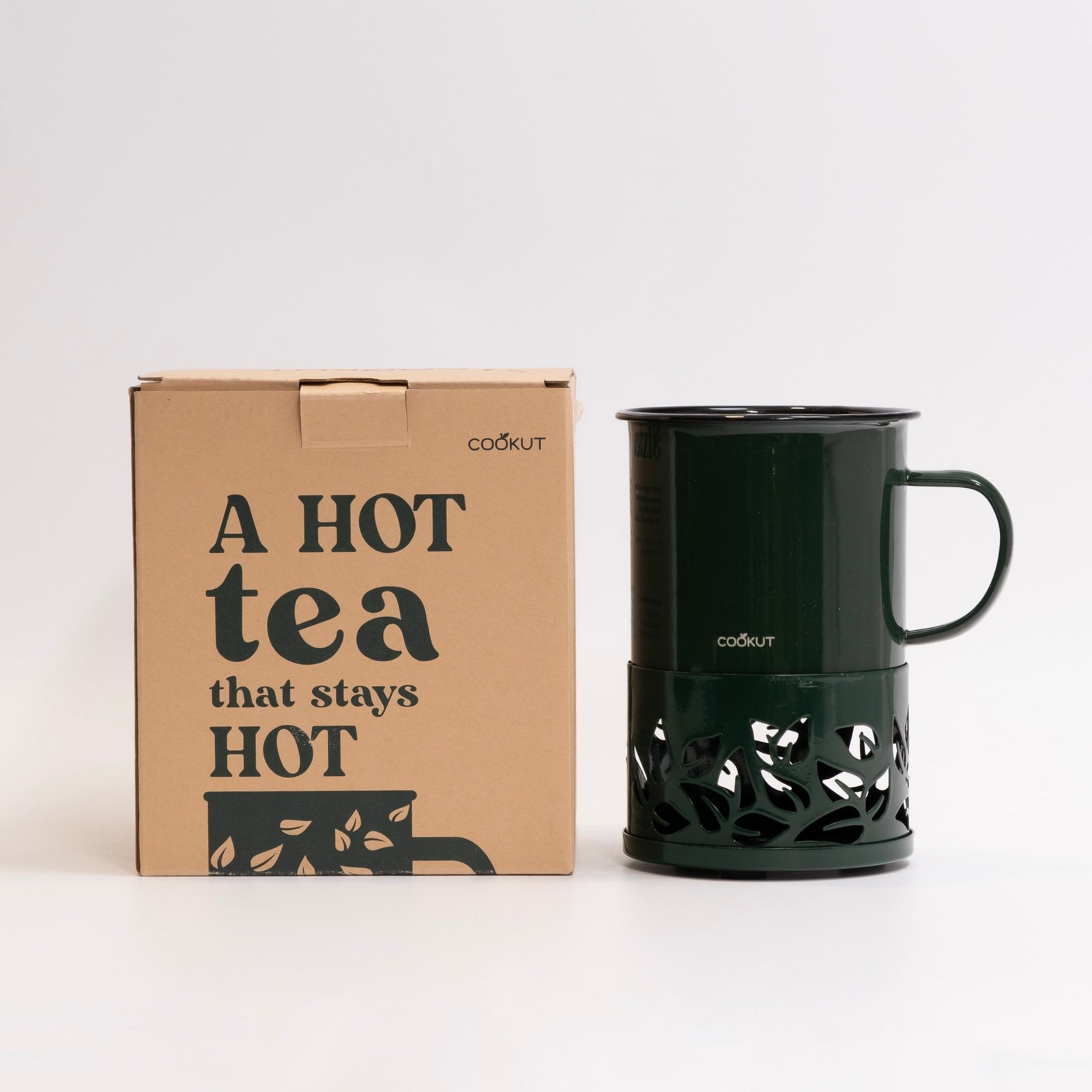refurbished | Cookut Sixtea white candle tea mug, fern