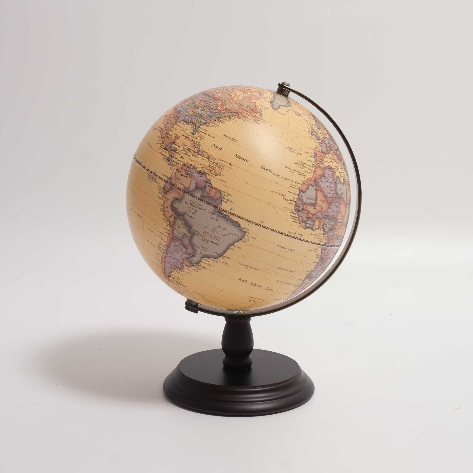 refurbished | WoodGlobe Antique Map globe lamp 10"