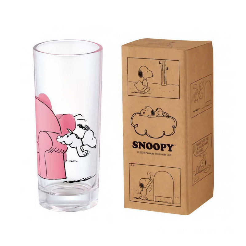 Snoopy Tall Glass Cup 200ml, Pink Sofa