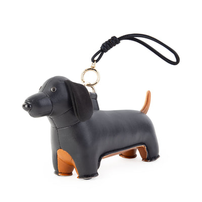 Zuny Teckel bag charm, black/tan