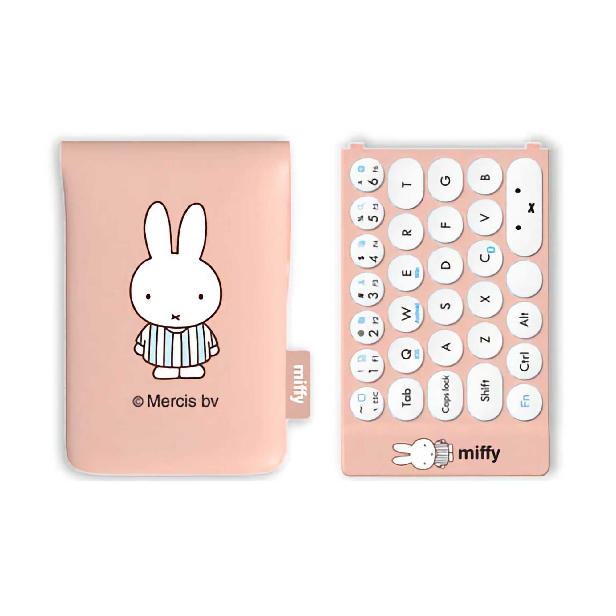 Miffy Slim Foldable Bluetooth Keyboard, pink
