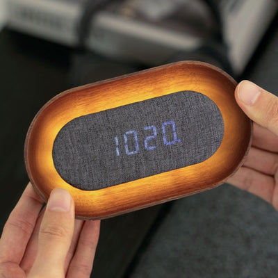 Gingko Lumos clock, walnut