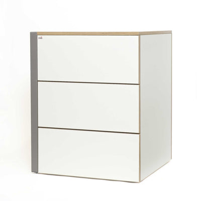 ex-display | Alwin's Space Box Extendable Table Drawers Left Extension, White/Platinum Vintage Oak