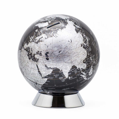 BlackSilverGlobe money bank 8"