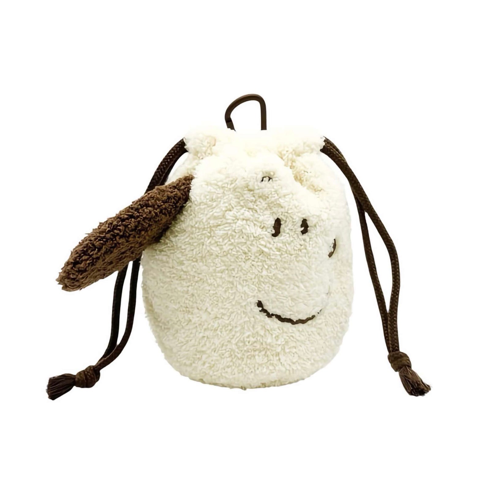 Peanuts Snoopy Fluffy Face drawstring pouch, smiling