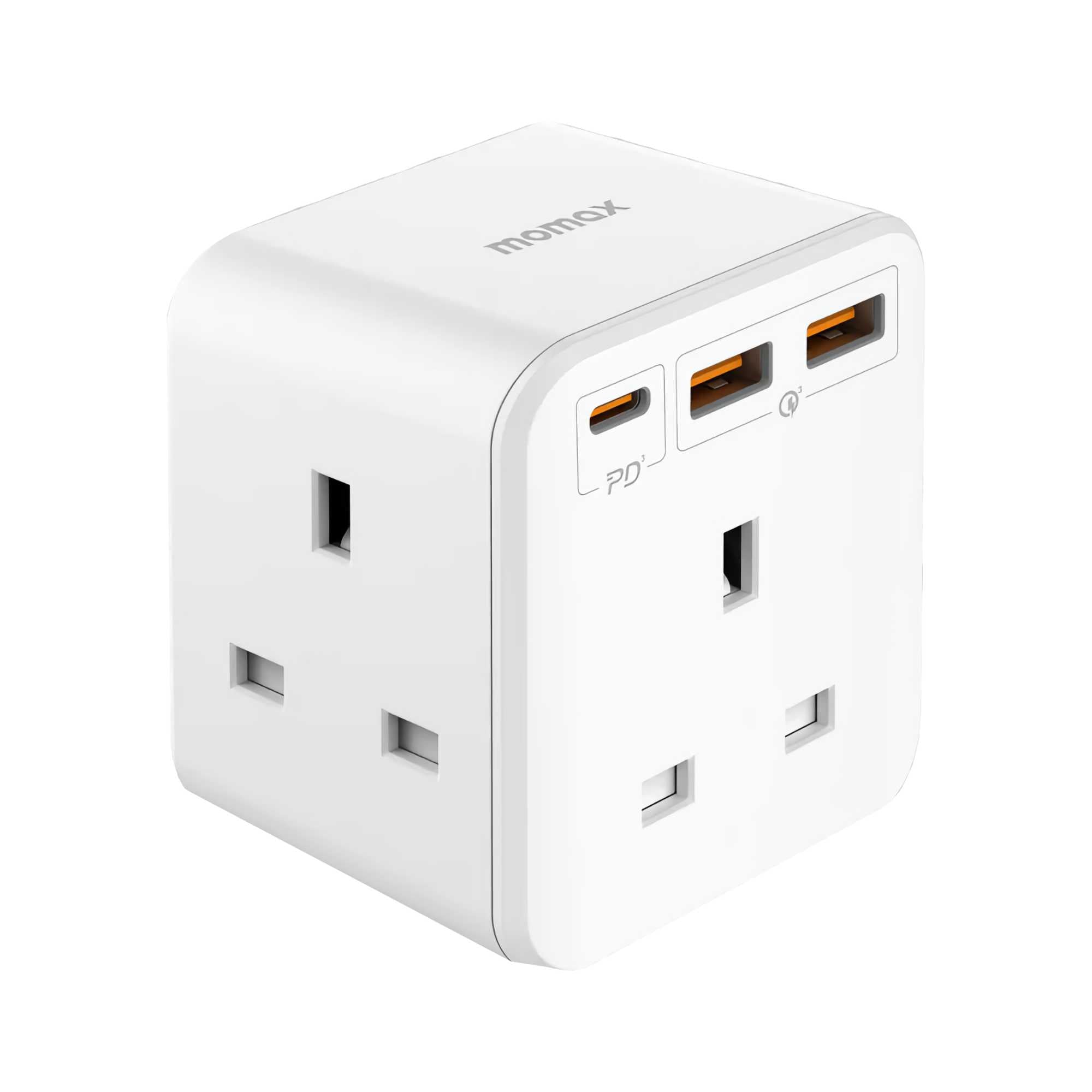 MOMAX ONEPLUG 3-Outlet Cube Extension Socket With PD20W USB , White