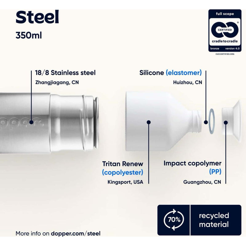 Dopper Steel bottle 350ml, stainless