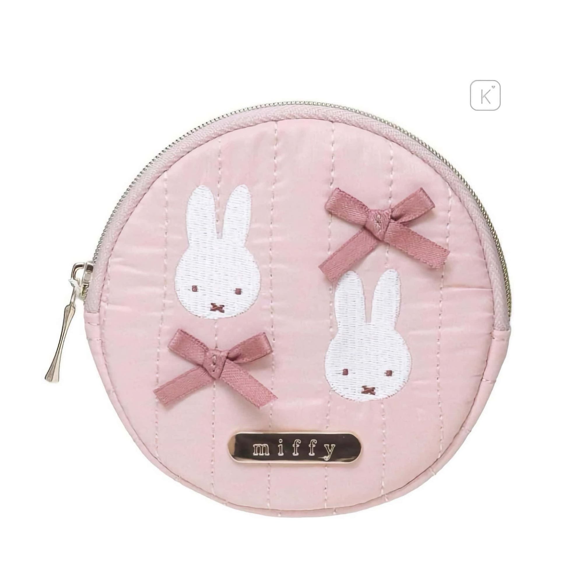 Miffy & Ribbon circle zip pouch, pink