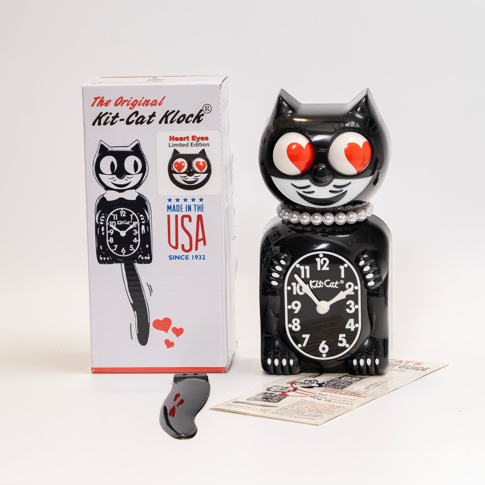 refurbished | Kit-Cat Klock wall clock, lady heart eyes!